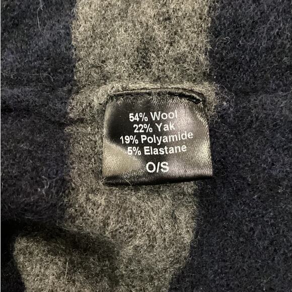 Jenni Kayne Stripe Poncho In Charcoal Navy One Size Italian Wool Yak Blend - Picture 11 of 12